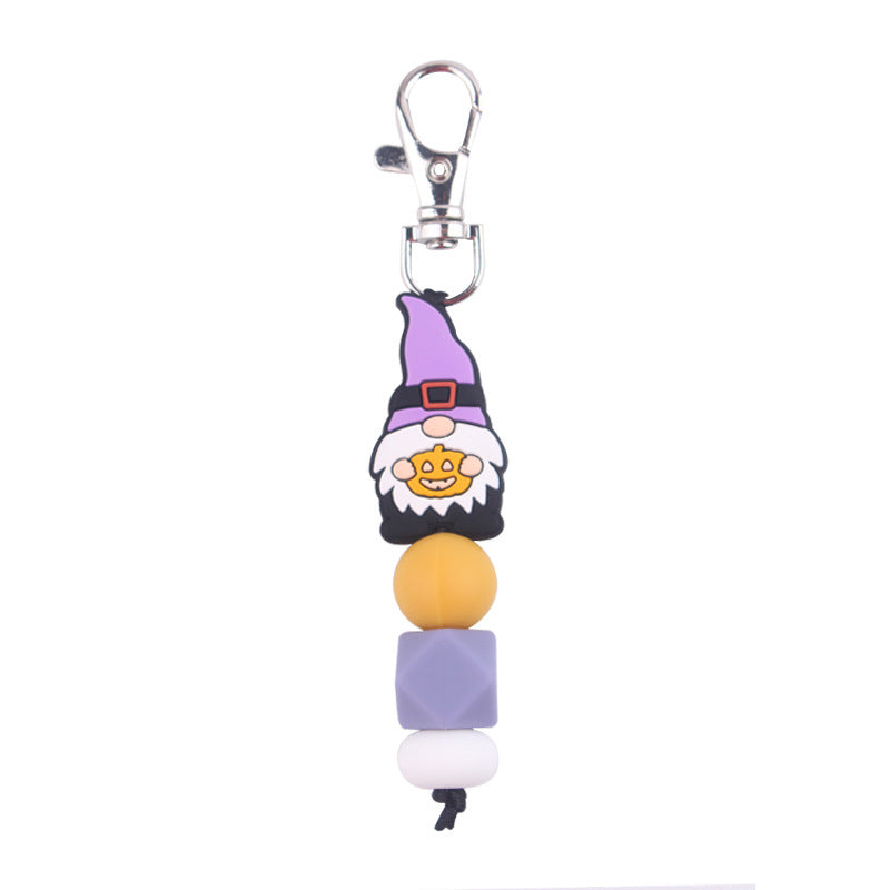 Wholesale Cartoon Santa Claus Silicone Beaded Keychain